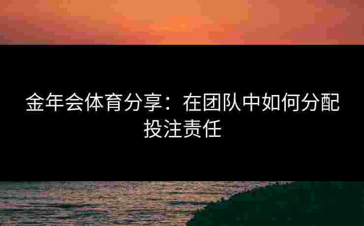 金年会体育分享：在团队中如何分配投注责任